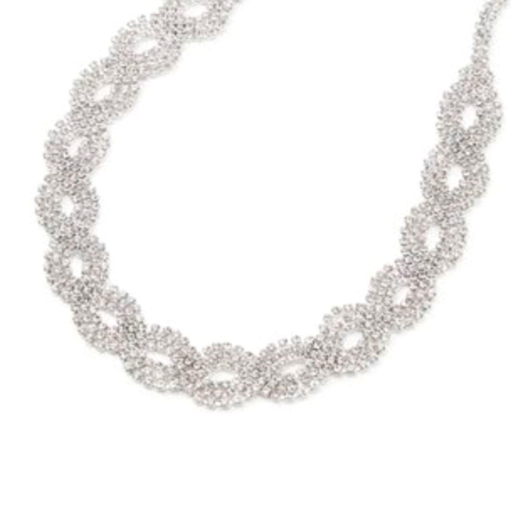 SILVER RHINESTONE INFINITY TWIST STATEMENT CHOKER